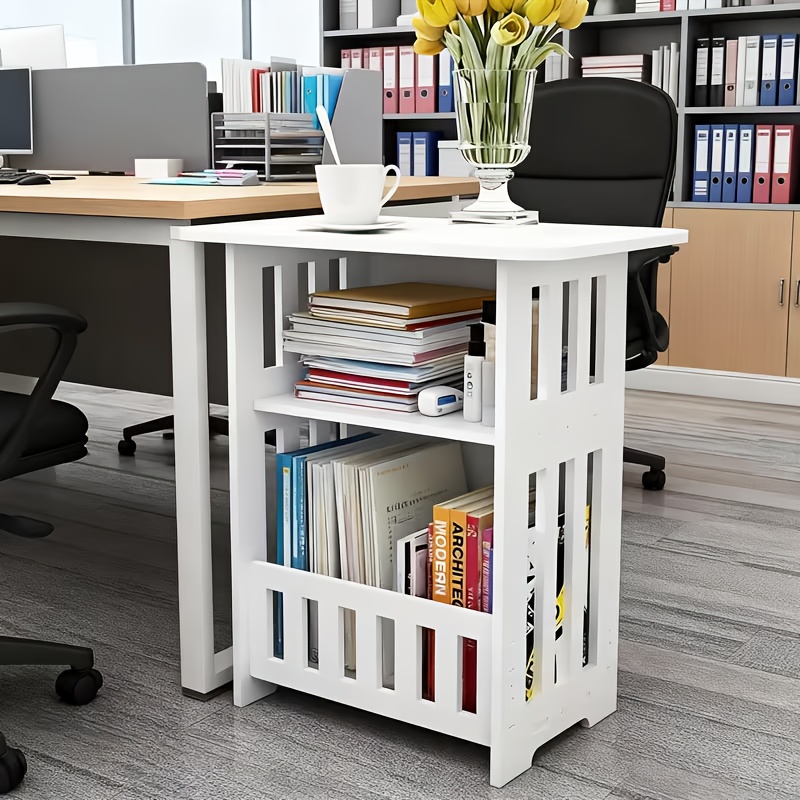 Home Office Bookshelves - シックなヨーロピアンスタイルのモダンなミニマリスト小型収納棚 - 長方形、リビングルーム用の小型収納キャビネット、収納と整理に最適、リビングルームやベッドサイド、収納本棚、オフィス、自宅の寝室、多目的ホワイトテーブルに最適です。