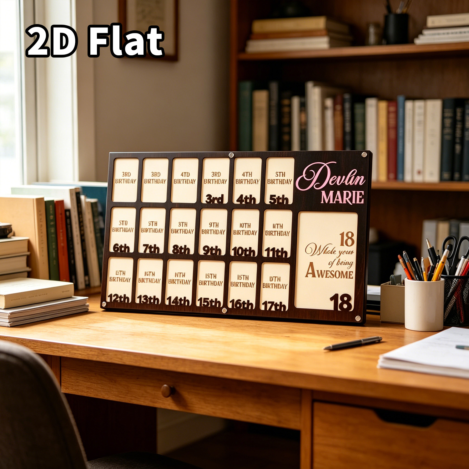 Home Office Gifts - 1個入りカスタムグレードフォトフレーム木製飾り板、自宅・オフィス・学校の壁飾り、DIY塗装可能、保育園・誕生日・結婚祝いギフト