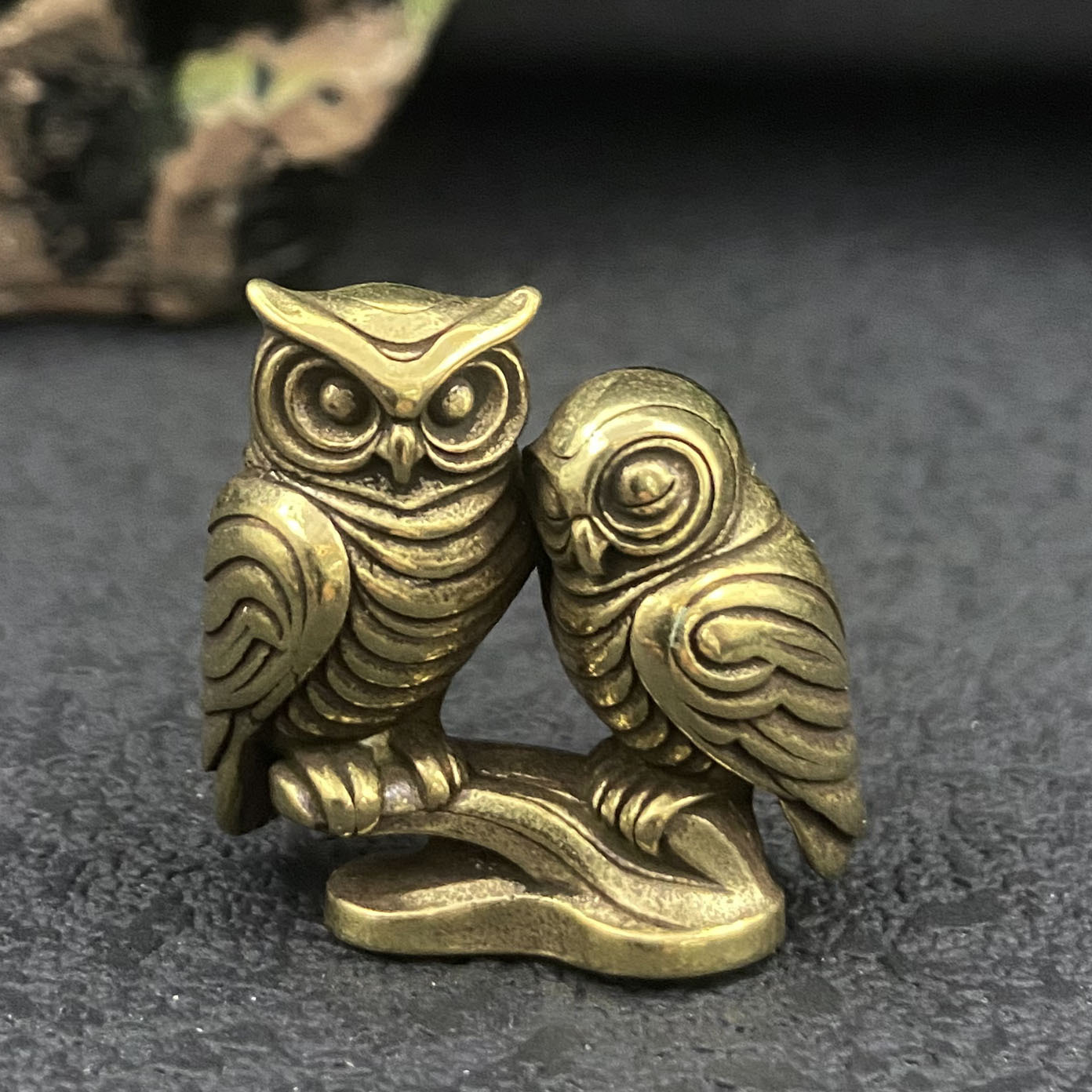 Home Office Bookshelves - 1/2 ピースフクロウ真鍮置物固体装飾品ホームデスクトップオフィス本棚装飾