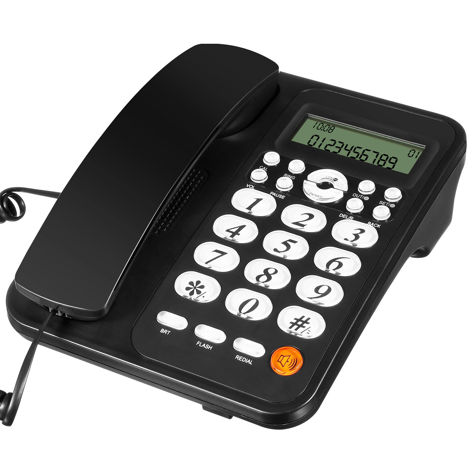 Home Office Phone Number - 発信者番号表示機能付きコード付き電話機、大きな数字表示、安定した有線接続、家庭、オフィス、ホテル、高齢者向けデスクトップ用
