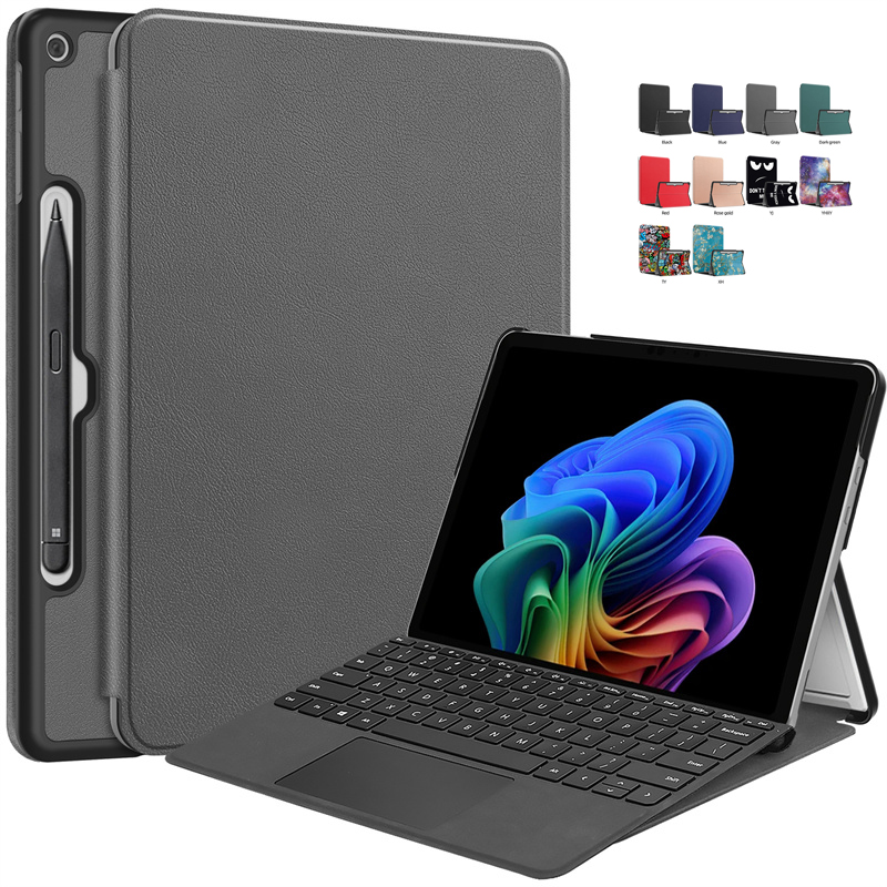 Home Office Microsoft - Microsoft Surface Pro 12 (2025)用ケース、フリップスタンド付きPUレザーカバー、ハードカバー