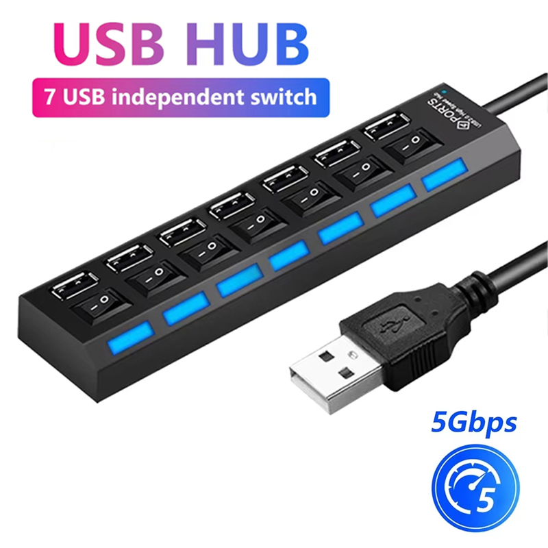 Home Office Programmer - 7 ポート USB 2.0 ハブスプリッターラップトップコンピュータアクセサリー用 LED