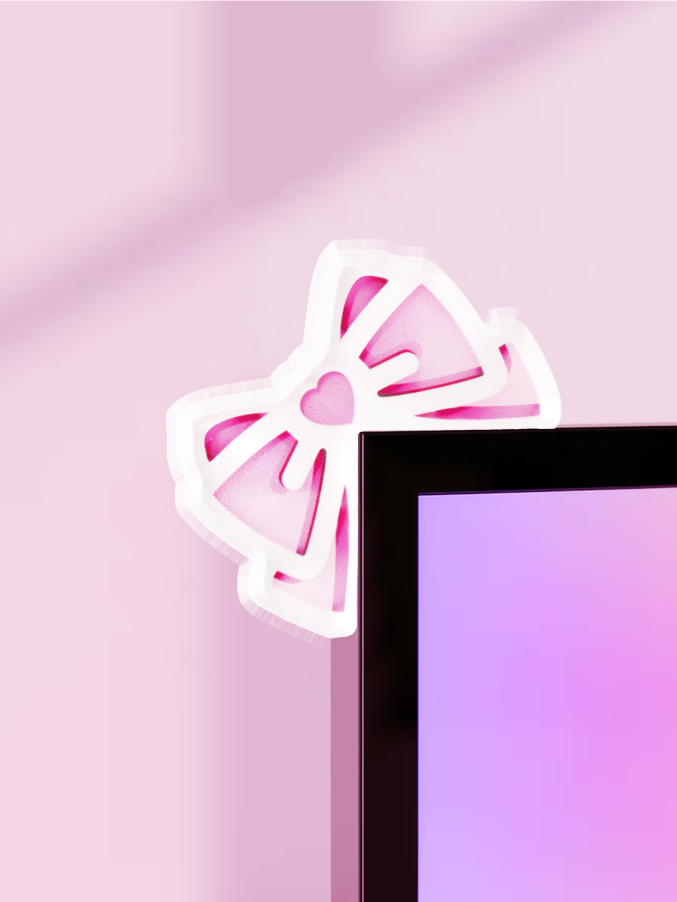 Home Office Programmer - かわいいリボンモニター装飾 ピンクアクリルリボンノットPCアクセサリー キュートなデスクトップデコレーション ゲームセットアップ、スクリーン、ホームオフィス、ギフトに