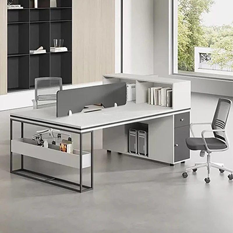 Home Office Work Table - オフィススタッフ用ワークデスク＆チェアセット、モダンな収納付きコンピューターデスク、スクリーン付きホーム家具、回転式チェア、テーブルセット
