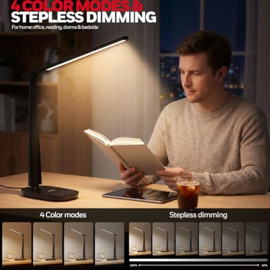 ホームオフィス用LEDデスクランプ、目に優しい調光可能な読書 - Home Office Lamp のレビューと価格