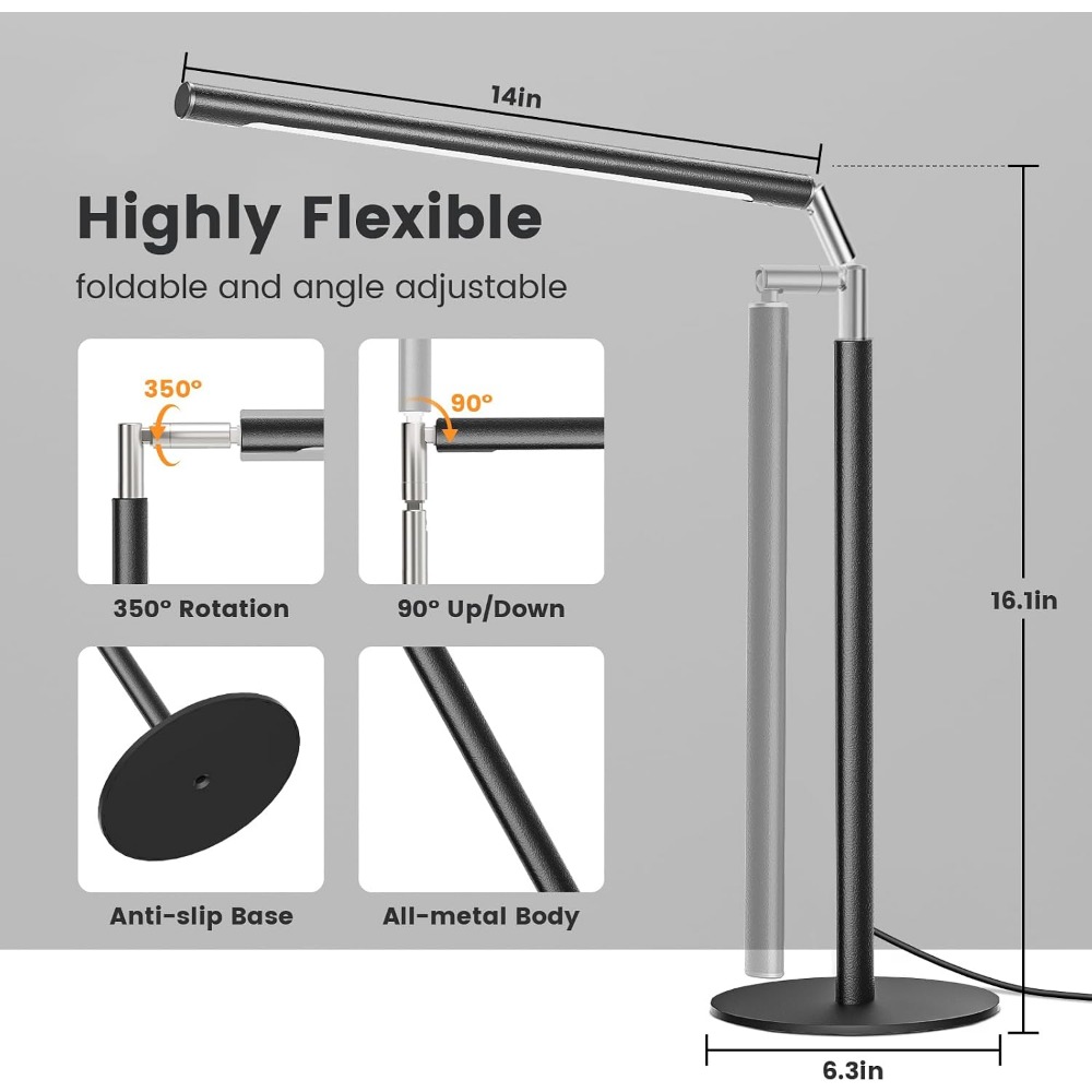 16インチ調節可能なメタルLEDデスクランプ、15W 120 - Home Office Lamp のレビューと価格