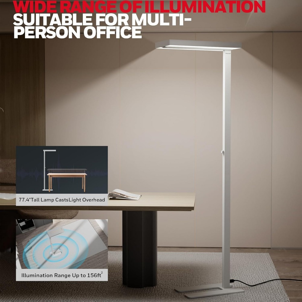 モダンデザインLEDフロアランプ - 高さ調節可能読書灯、8 - Home Office Lamp のレビューと価格