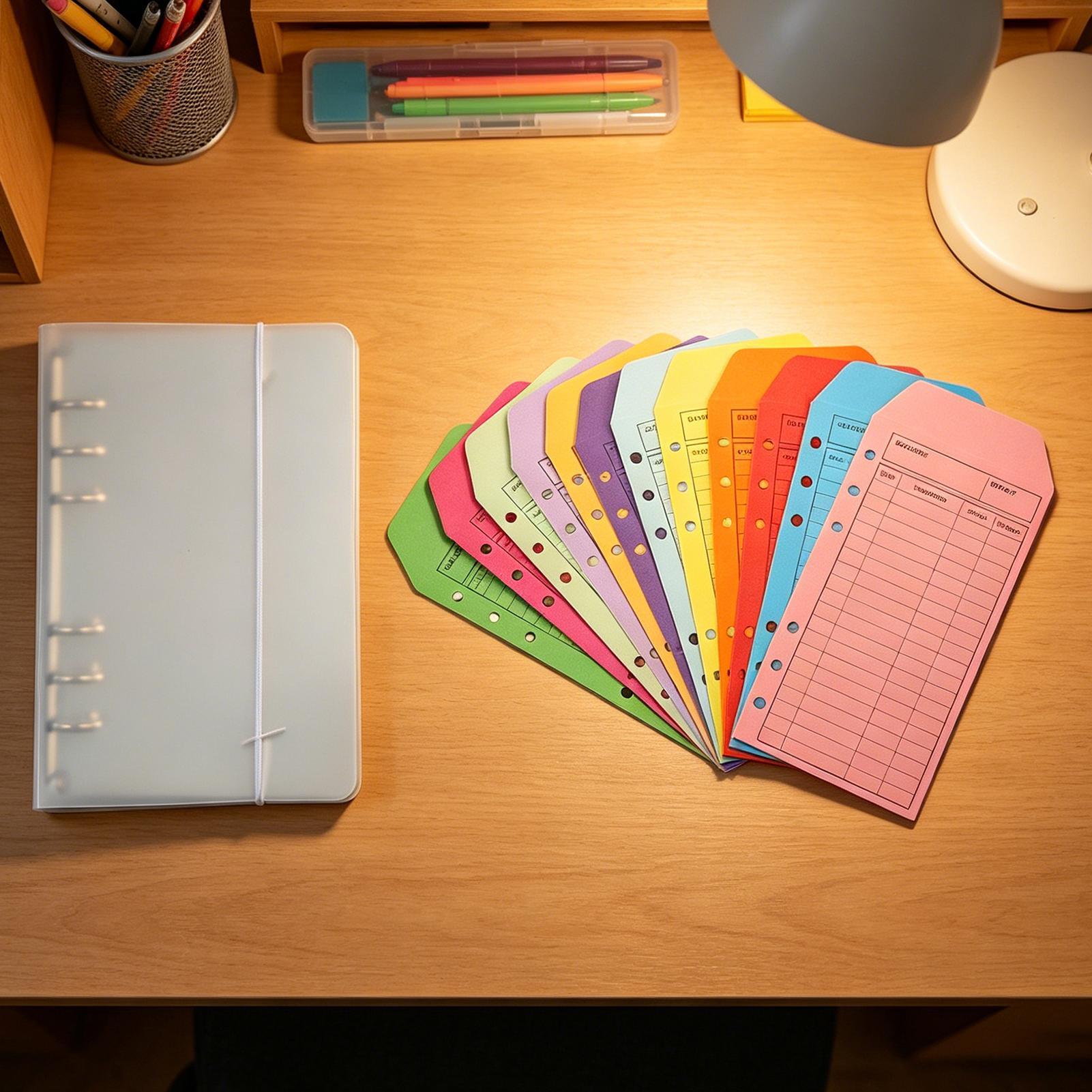 現金封筒付き予算帳 12 色の封筒 6 リング A6 ポータ - Home Office Budget のレビューと価格