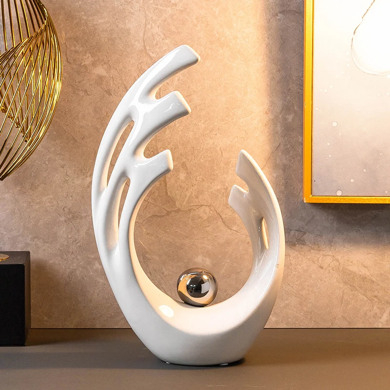 シンプルな白い陶器製の彫刻が施された中空装飾工芸品、オフィス - Home Office Architecture のレビューと価格