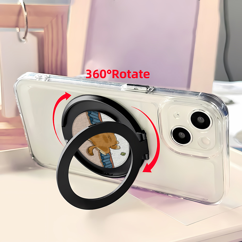 漫画猫フィンガーグリップユニバーサル携帯電話スタンド360度 - Home Office Size のレビューと価格