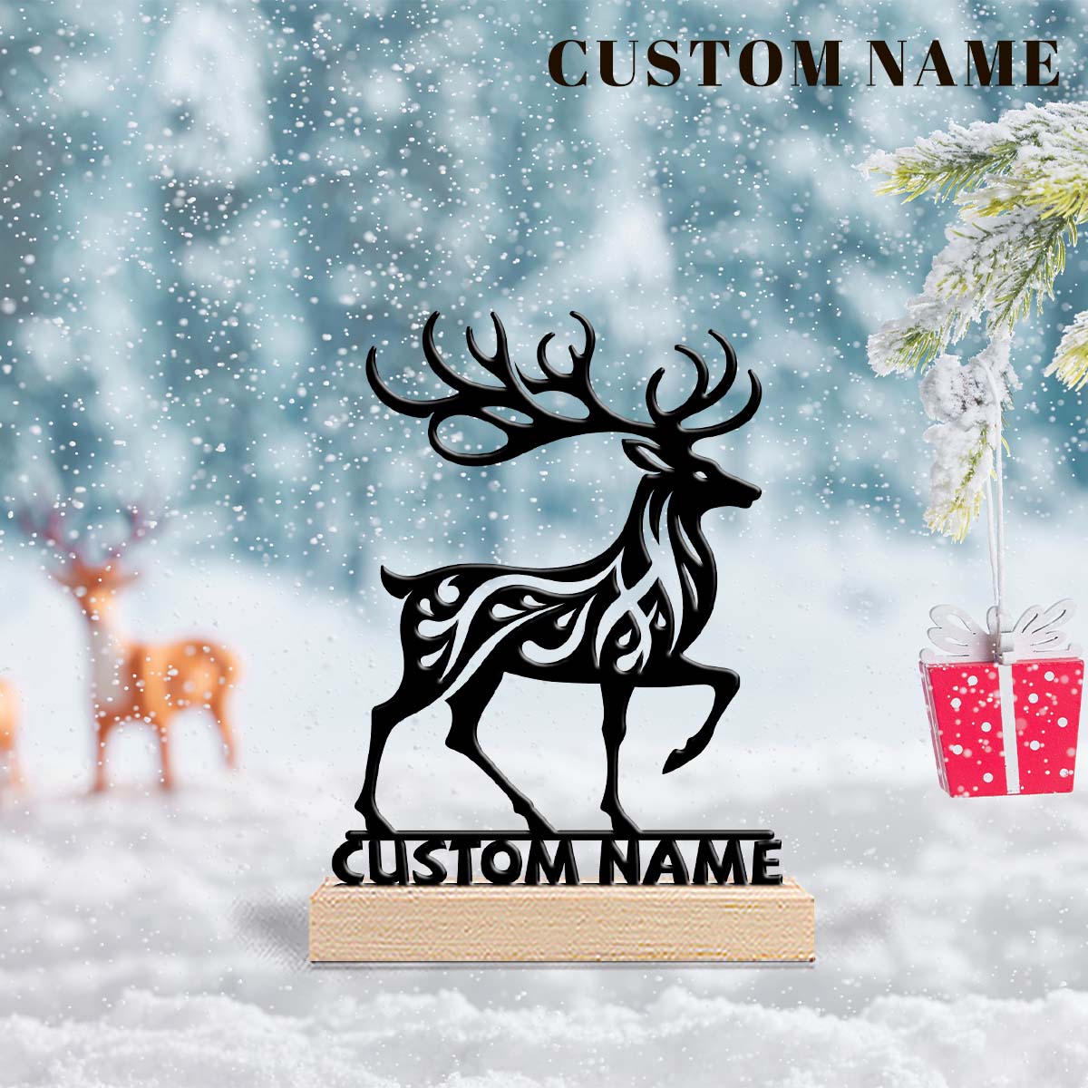 1個入りカスタムランニングディア木製ベースメタルアートオーナ - Home Office Gifts のレビューと価格