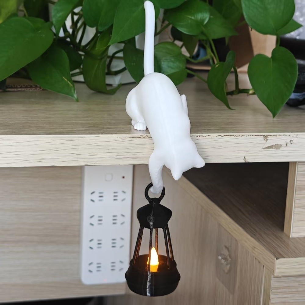 3Dプリント製の猫型ウォールフック、逆向きに吊るせるかわいい - Home Office Bookshelves のレビューと価格