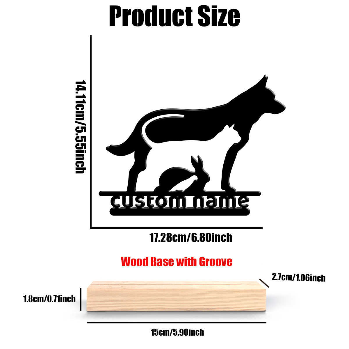 1個入りカスタム犬猫ウサギ木製ベースメタルアートオーナメント - Home Office Gifts のレビューと価格