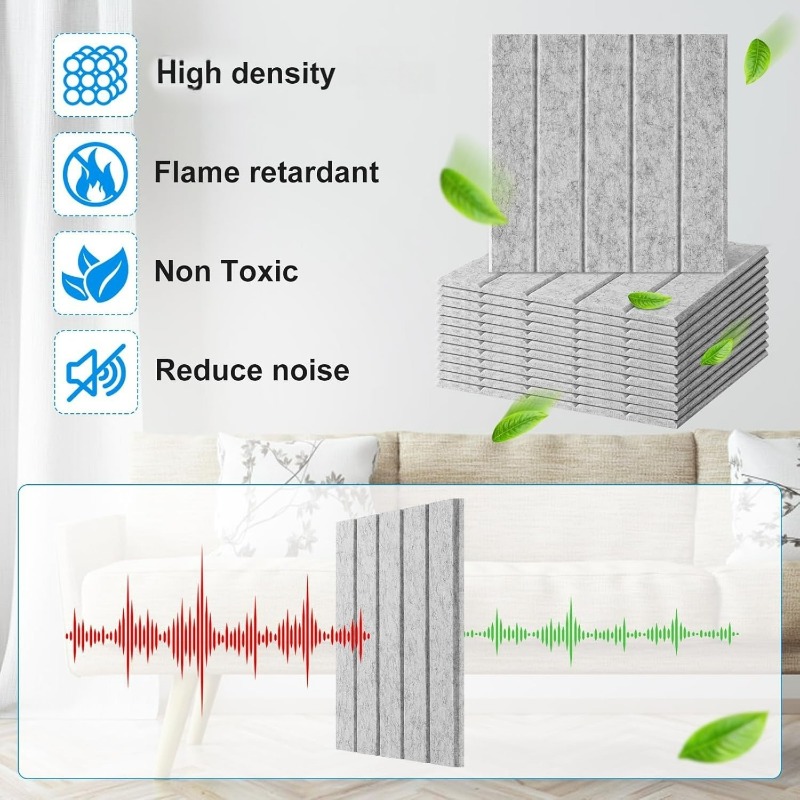 正方形の自己粘着ウォールステッカー、フェルト吸音パネル、ホー - Home Office Backdrop のレビューと価格
