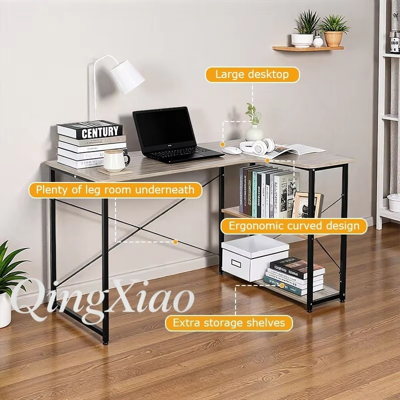 L字型コーナーデスク、本棚付き、壁掛けテーブルキャビネット、 - Home Office Bookshelves のレビューと価格