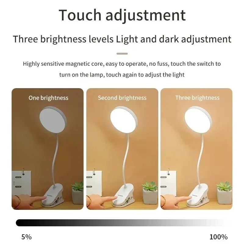 ポータブルUSB充電式クリップオンデスクランプ3色温度調節可 - Home Office Lamp のレビューと価格