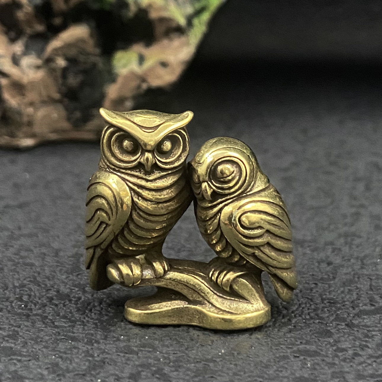 1/2 ピースフクロウ真鍮置物固体装飾品ホームデスクトップオ - Home Office Bookshelves のレビューと価格