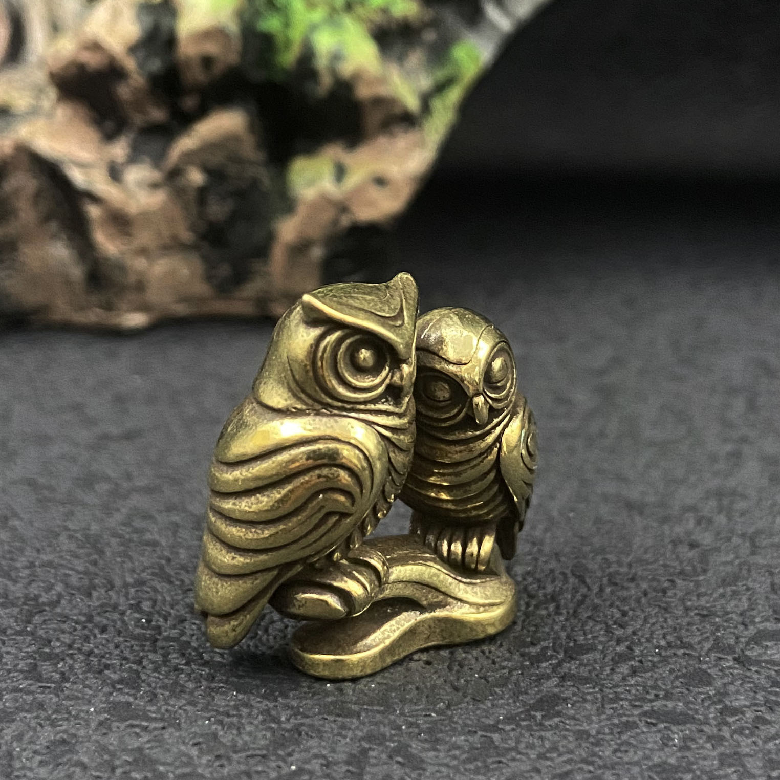 1/2 ピースフクロウ真鍮置物固体装飾品ホームデスクトップオ - Home Office Bookshelves のレビューと価格