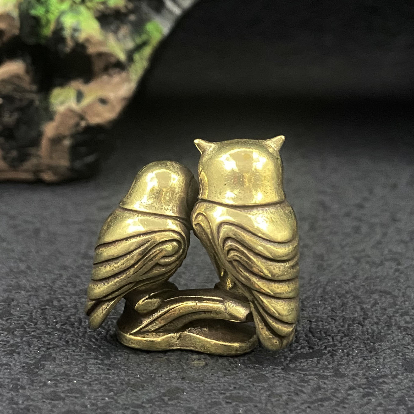 1/2 ピースフクロウ真鍮置物固体装飾品ホームデスクトップオ - Home Office Bookshelves のレビューと価格