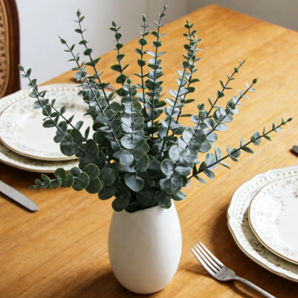 人工ユーカリの葉の花束プラスチック緑の装飾結婚式ホームオフィ - Home Office Backdrop のレビューと価格