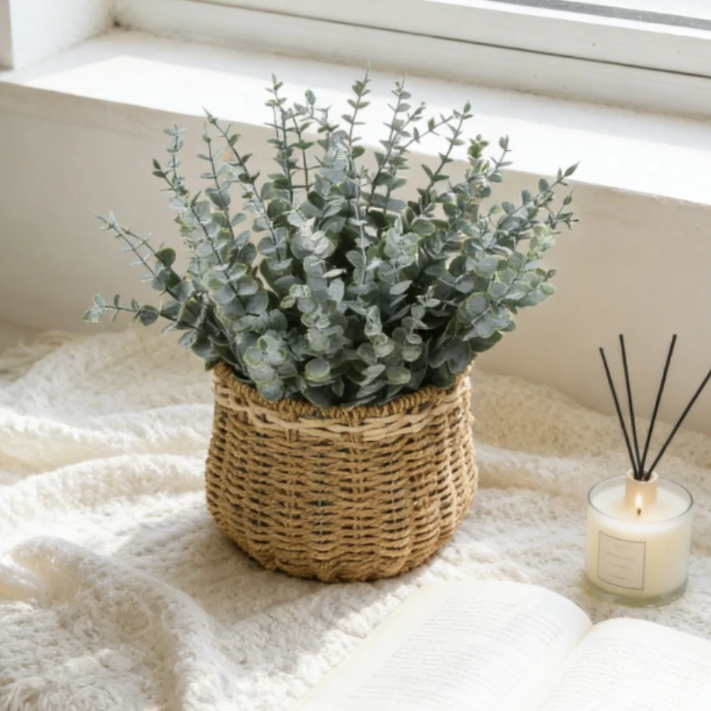 人工ユーカリの葉の花束プラスチック緑の装飾結婚式ホームオフィ - Home Office Backdrop のレビューと価格