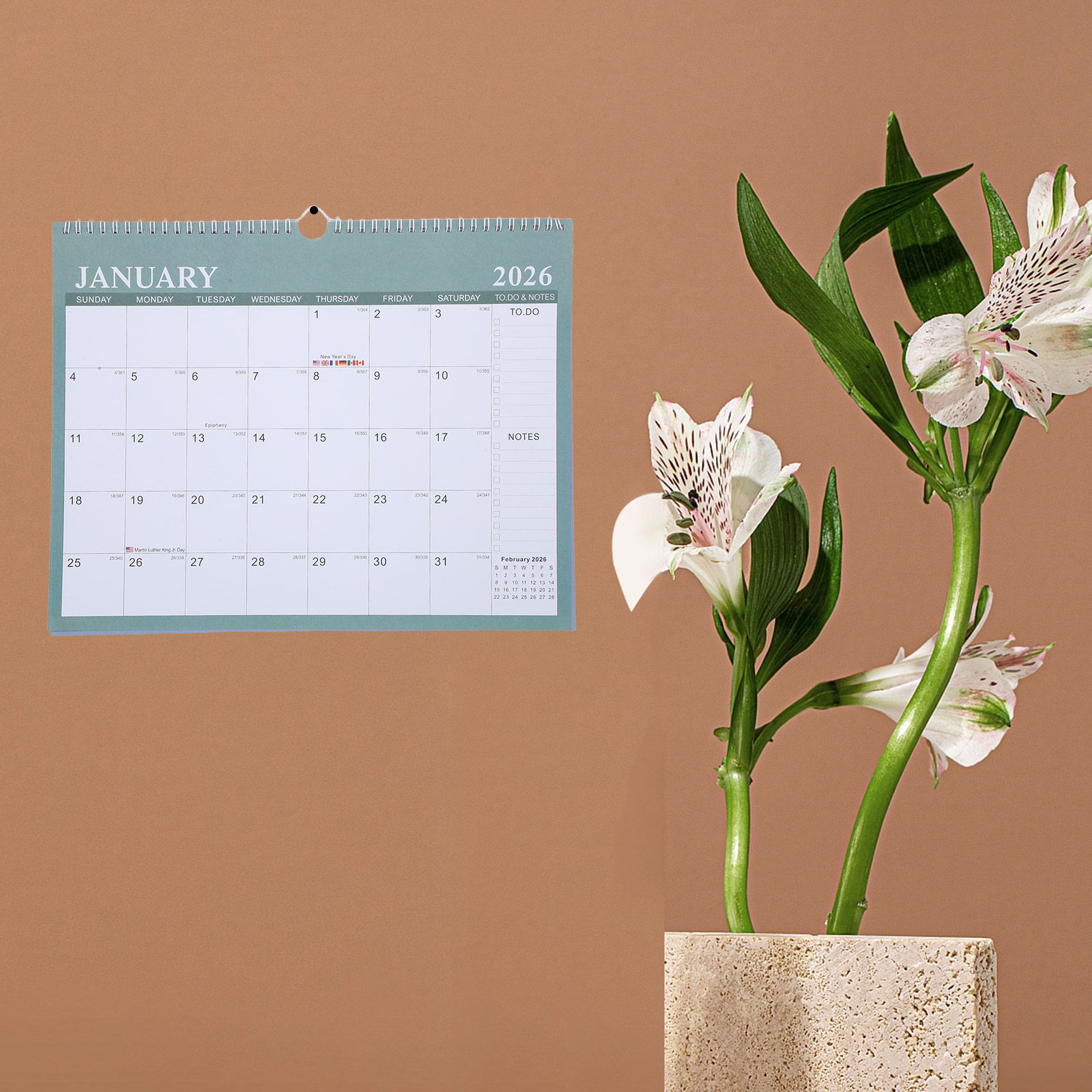 2026年1月～2027年6月 大型吊り下げ式月間壁掛けカレ - Home Office Holidays 2026 のレビューと価格