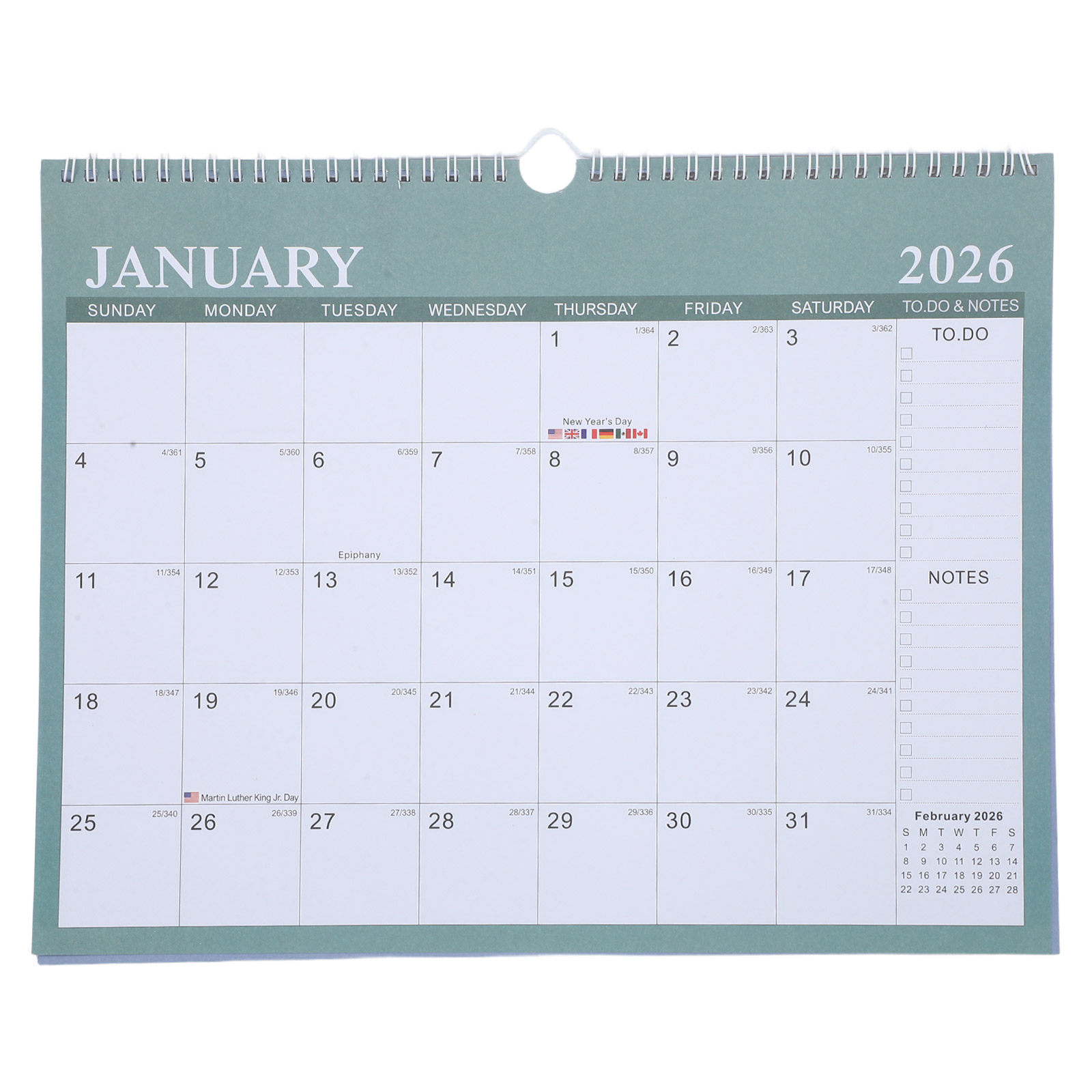 2026年1月～2027年6月 大型吊り下げ式月間壁掛けカレ - Home Office Holidays 2026 のレビューと価格