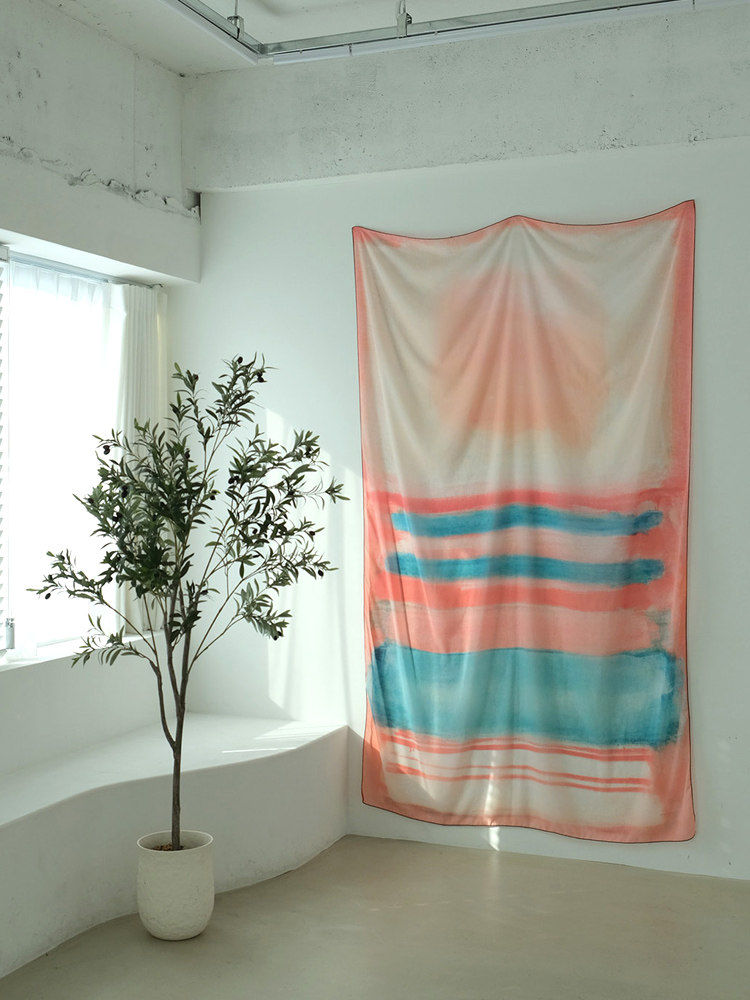 シフォンピンク海辺パターン伝送カーテン写真背景壁掛け布寝室ド - Home Office Backdrop のレビューと価格