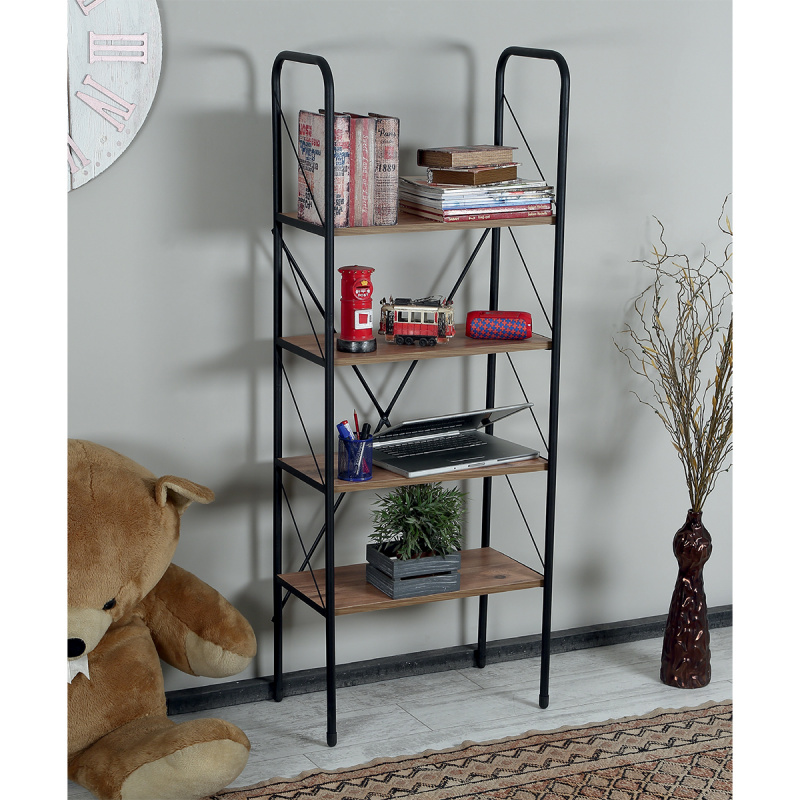モダンな工業用金属フレーム木製本棚、オープンディスプレイ収納 - Home Office Bookshelves のレビューと価格