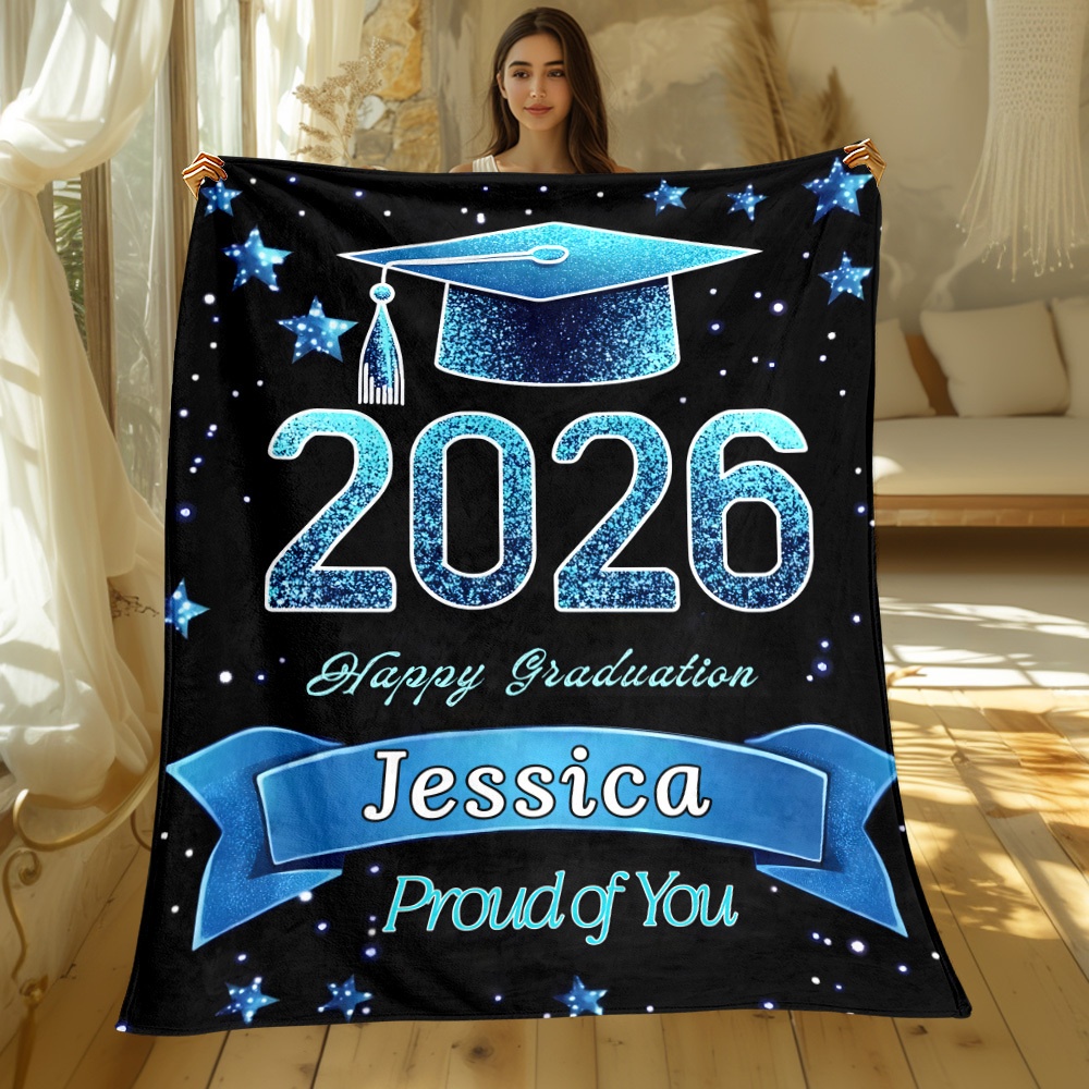 1枚の2026年卒業祝いブランケット、名前やテキストでパーソ - Home Office Holidays 2026 のレビューと価格