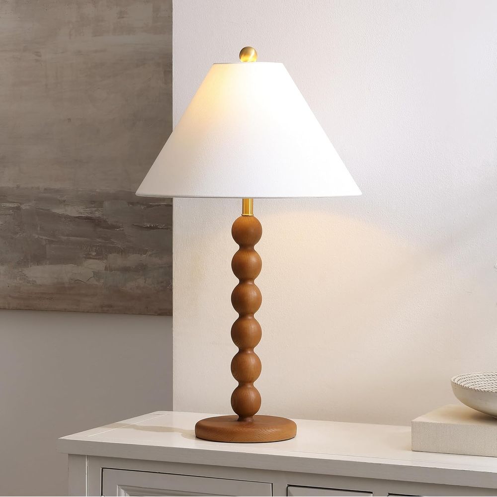 ナチュラルブラウン樹脂製スタッキングボールテーブルランプ、2 - Home Office Lamp のレビューと価格