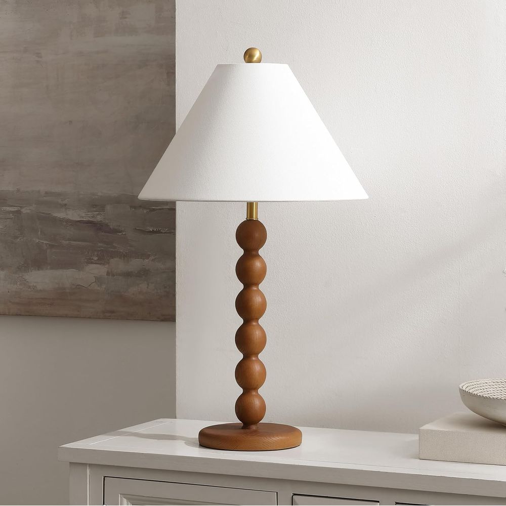 ナチュラルブラウン樹脂製スタッキングボールテーブルランプ、2 - Home Office Lamp のレビューと価格