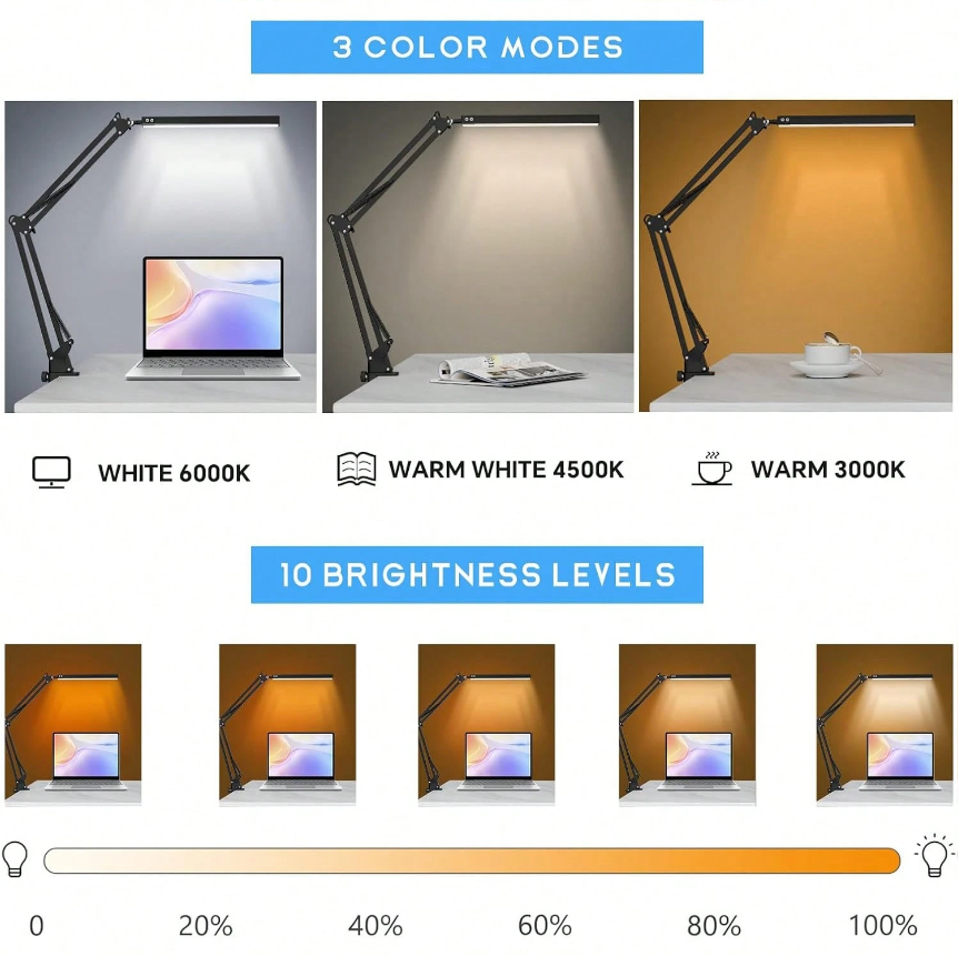 LEDデスクランプ 家庭用、読書用、勉強用、調節可能な目に優 - Home Office Lamp のレビューと価格