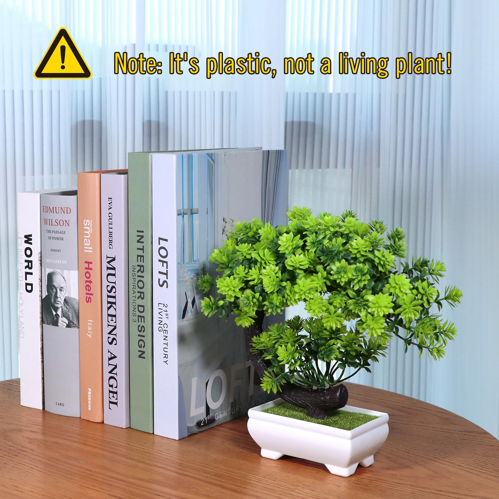 Uflower 小さな人工植物 緑の葉 プラスチック鉢植え盆 - Home Office Bookshelves のレビューと価格