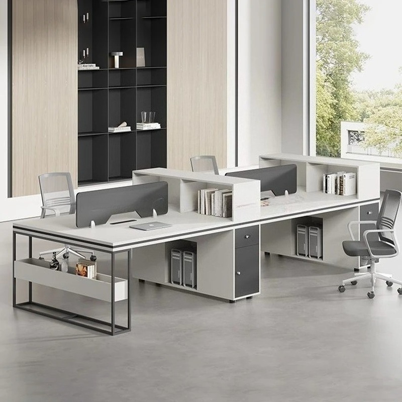 オフィススタッフ用ワークデスク＆チェアセット、モダンな収納付 - Home Office Work Table のレビューと価格
