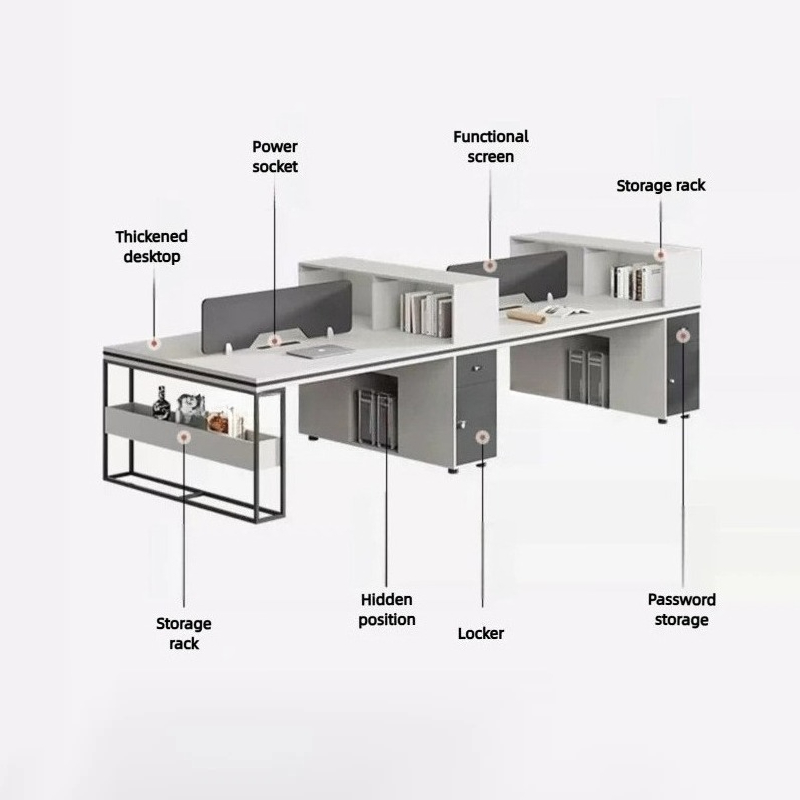 オフィススタッフ用ワークデスク＆チェアセット、モダンな収納付 - Home Office Work Table のレビューと価格