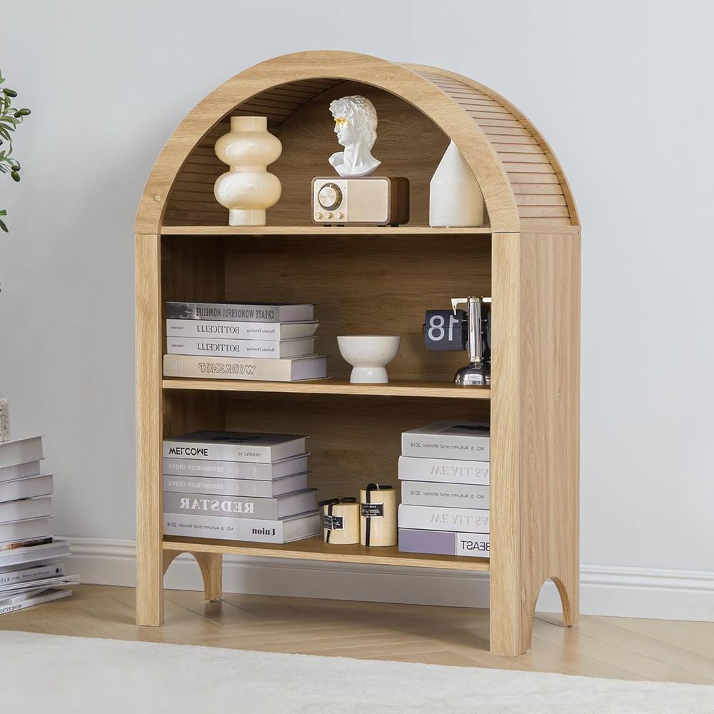 自立式3段アーチ型本棚、調節可能な棚板付き、家庭およびオフィ - Home Office Bookshelves のレビューと価格