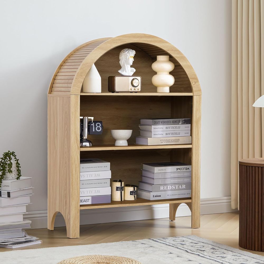 自立式3段アーチ型本棚、調節可能な棚板付き、家庭およびオフィ - Home Office Bookshelves のレビューと価格