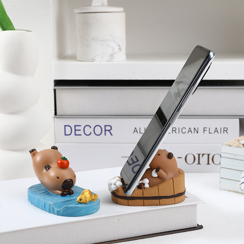 かわいいカピバラ電話スタンド漫画動物樹脂像車のダッシュボード - Home Office Phone Number のレビューと価格