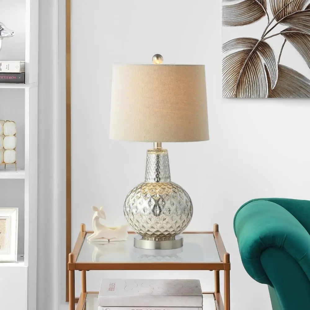 24インチ シルバー/アイボリーシェード LEDテーブルラン - Home Office Lamp のレビューと価格